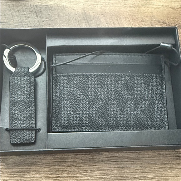 Michael Kors Other - NWT Black Leather Keychain and Cardholder Set